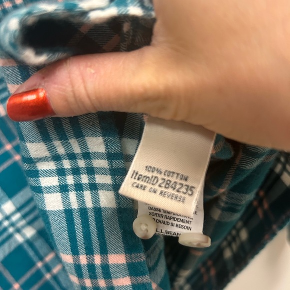 LL bean button down shirt WOMENS XS green plaid 100% cotton flannel warm preppy - Picture 8 of 11